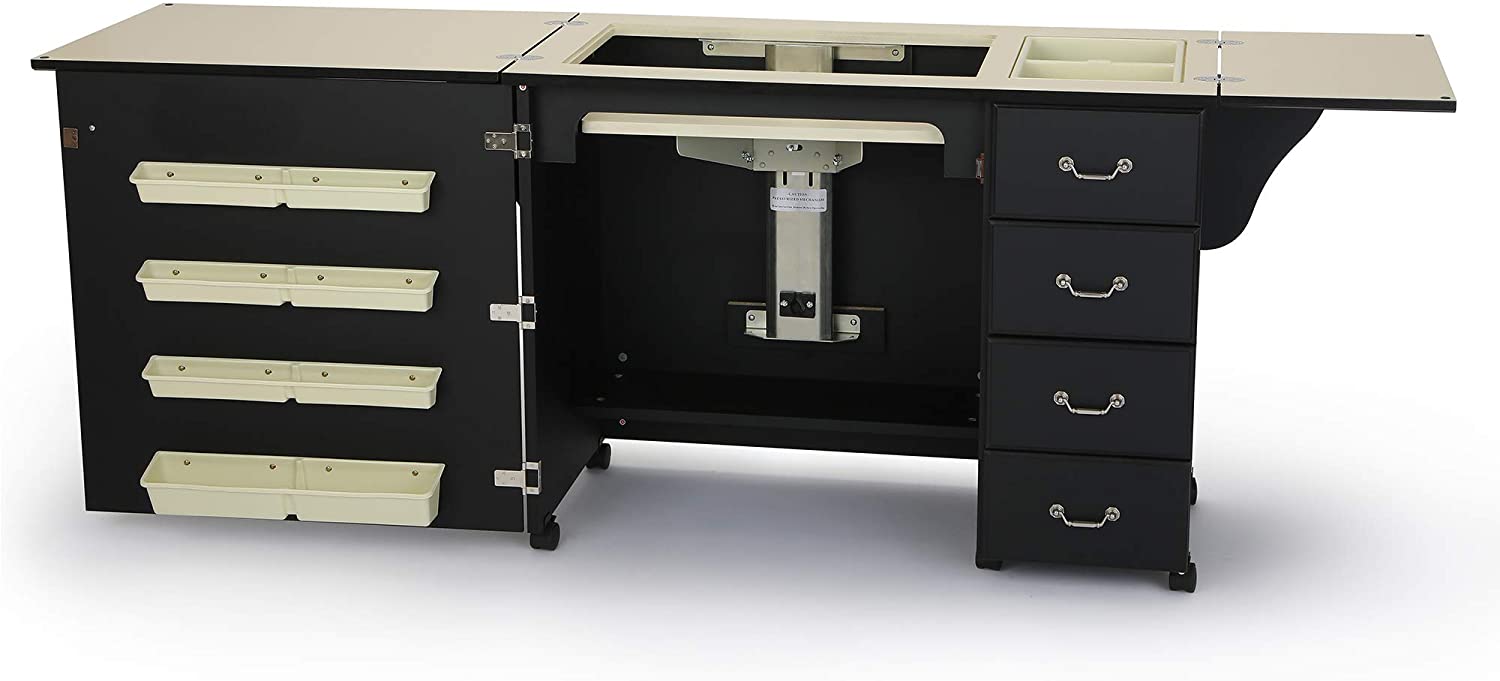 353 Norma Jean Sewing Cabinet for Sturdy Sewing, Cutting, Quilting, and Crafting with Storage and Airlift, Black Finish - Image 3