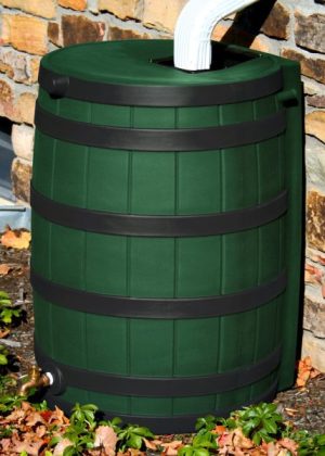 50 Gallon Darkened Rib Rain Barrel, Green
