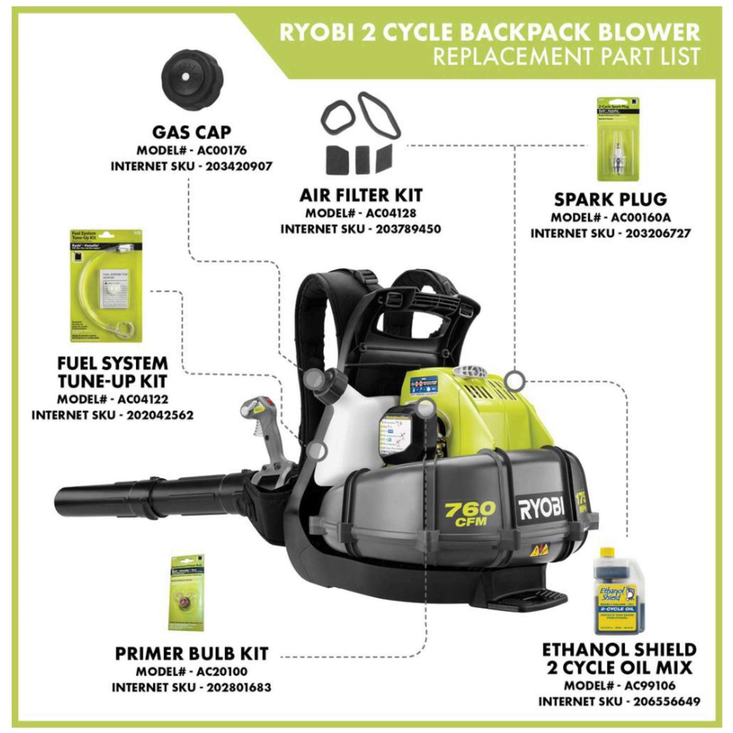 RYOBI 175 MPH 760 CFM 38cc Gas Backpack Leaf Blower - Image 3