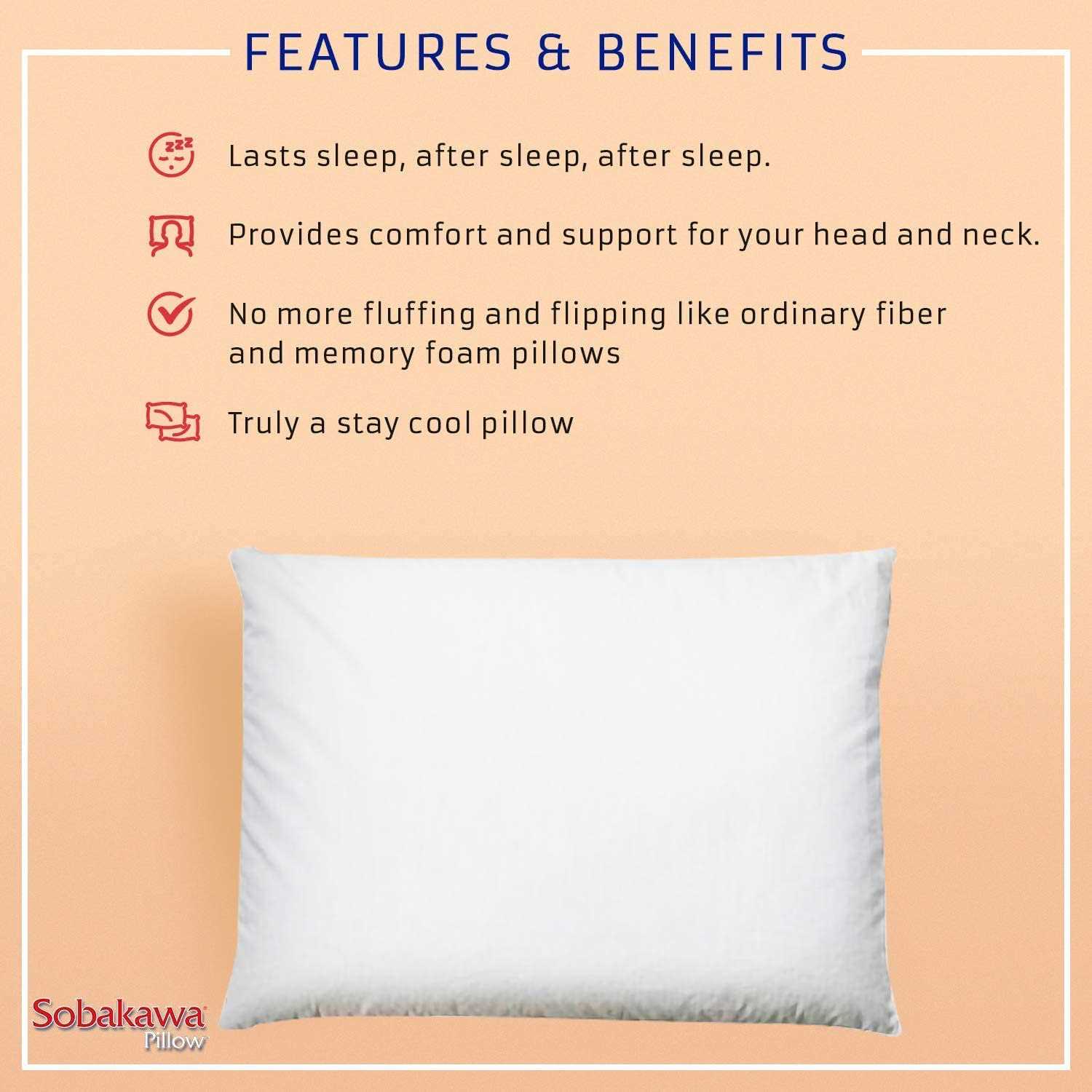 Sobakawa Traditional Buckwheat Size Pillow Organic Cotton with Natural Technology for Cool Sleep, Neck Support for Back and Side Sleepers - Image 2