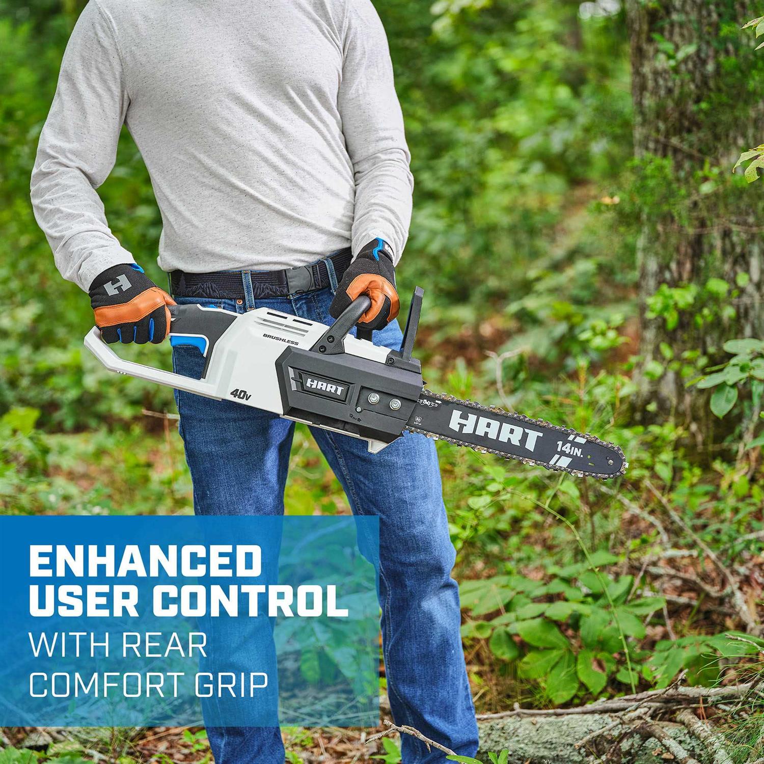 HART 40-Volt Cordless Brushless 14-inch Chainsaw Kit 4.0Ah Lithium-Ion Battery - Image 3