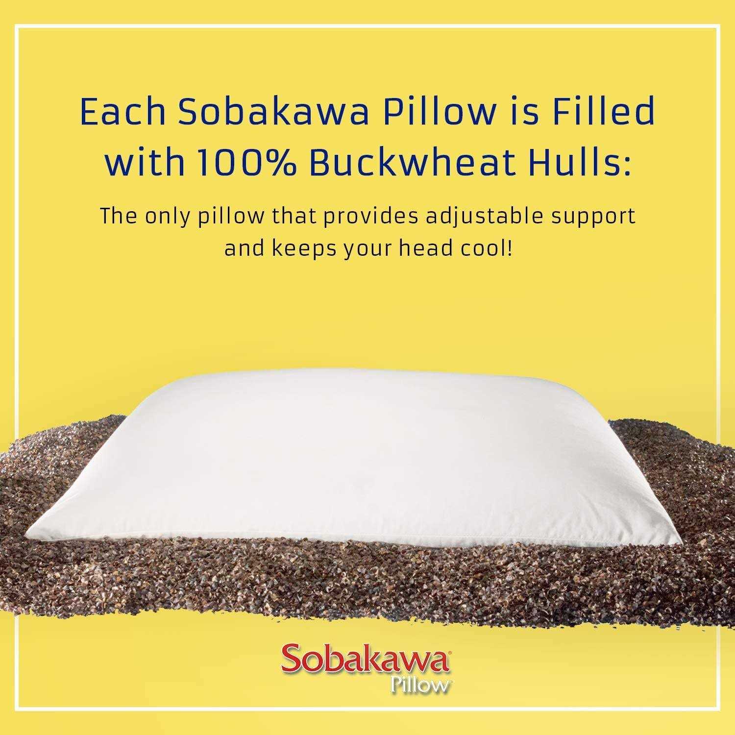 Sobakawa Traditional Buckwheat Size Pillow Organic Cotton with Natural Technology for Cool Sleep, Neck Support for Back and Side Sleepers - Image 3