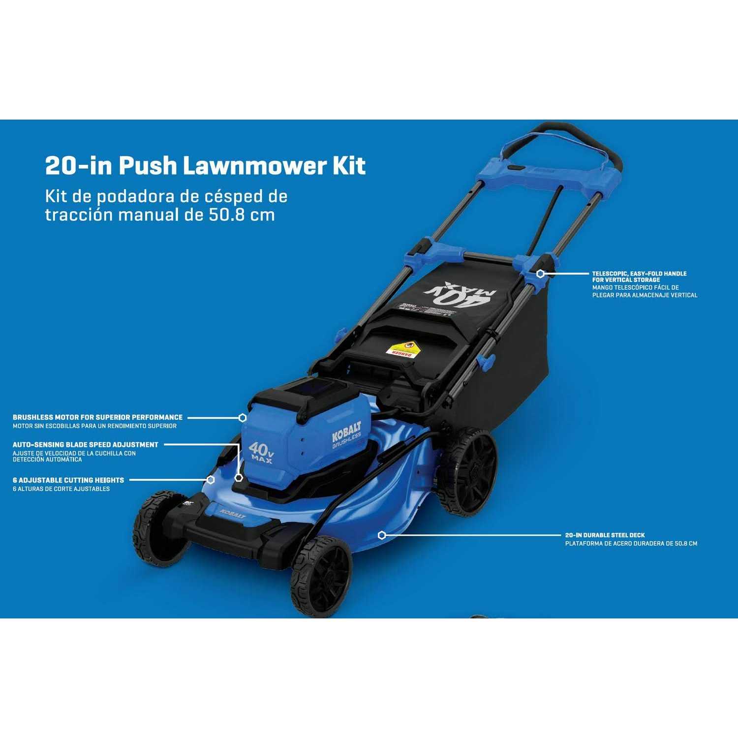 Kobalt Gen4 40-volt 20-in Cordless Push Lawn Mower 6 Ah KPM 1040A-03 - Image 4
