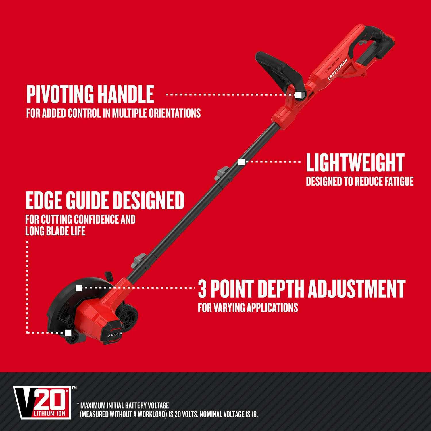 Craftsman 20v Lawn Edger Tool CMCED400B - Image 2
