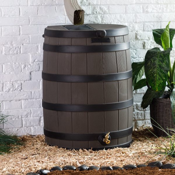 50 Gallon Darkened Rib Rain Barrel, Green - Image 3