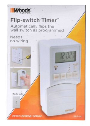 Woods 59744wd Flip Switch Converts Toggle Switch to Programmable Timer