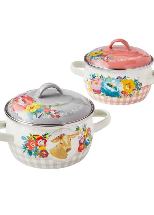 The Pioneer Woman Sweet Romance Enamel on Steel Mini Dutch Oven with Lid