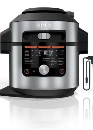 Ninja OL701 Foodi 14-in-1 SMART XL 8 Qt. Pressure Cooker Steam Fryer with SmartLid Thermometer Auto-Steam Release
