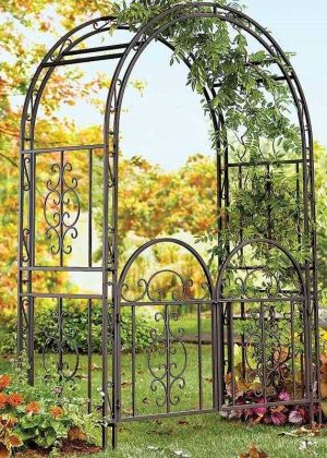 Plow Hearth Montebello 84 inch Iron Garden Arbor with Gate