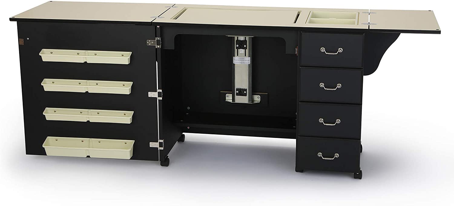 353 Norma Jean Sewing Cabinet for Sturdy Sewing, Cutting, Quilting, and Crafting with Storage and Airlift, Black Finish - Image 2