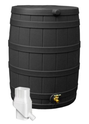 50 Gallon Rain Barrel with Diverter Kit Black