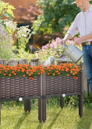 2 Elevated Planter Boxes Outdoor Raised Garden Bed with 8 Legs