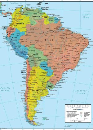 South America Wall Map GeoPolitical Edition by Swiftmaps