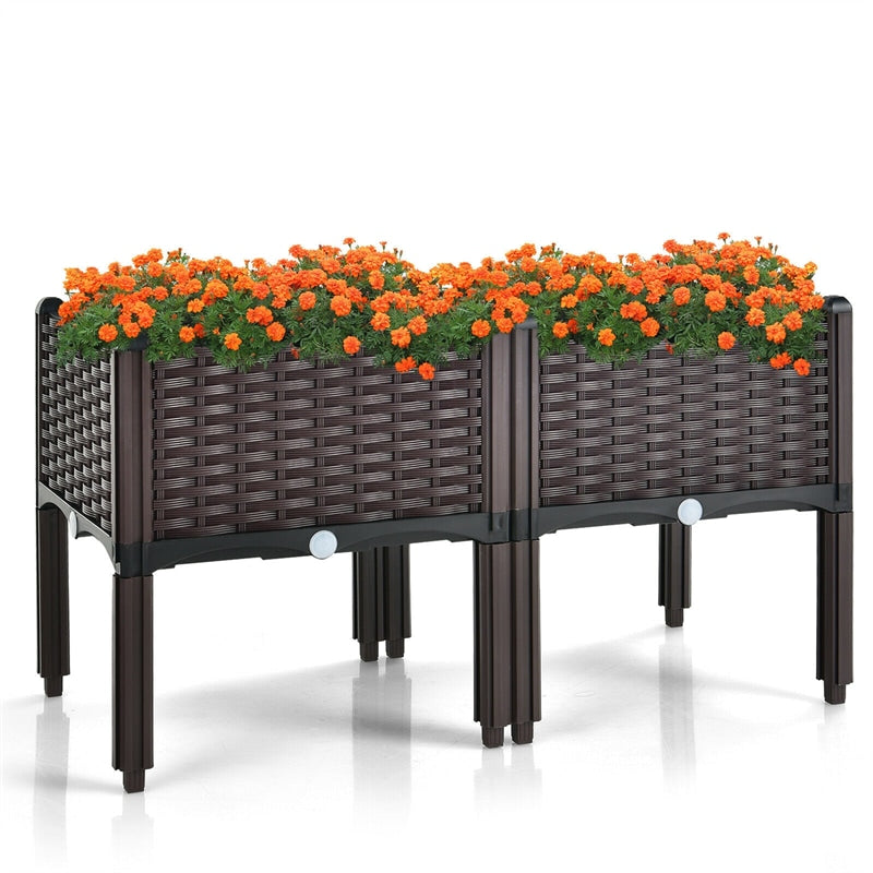 2 Elevated Planter Boxes Outdoor Raised Garden Bed with 8 Legs - Image 3