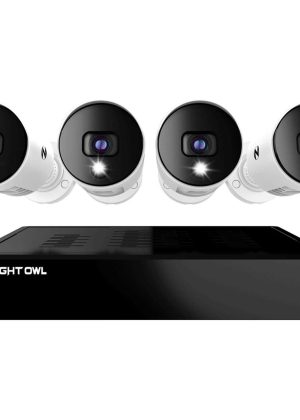 Night Owl 4 Channel 4K Bluetooth DVR with 1TB Hard Drive and 4 Wired 4K Spotlight Cameras