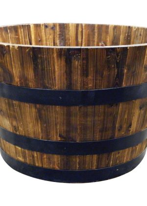 Real Wood Products Cedar Whiskey Barrel Planter