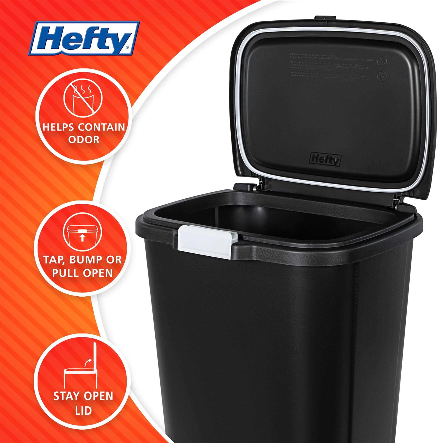 Hefty 13 Gallon Odor Control Touch Lid Trash Can - Image 2