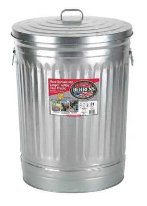 Behrens Galvanized Steel Trash Can with Lid