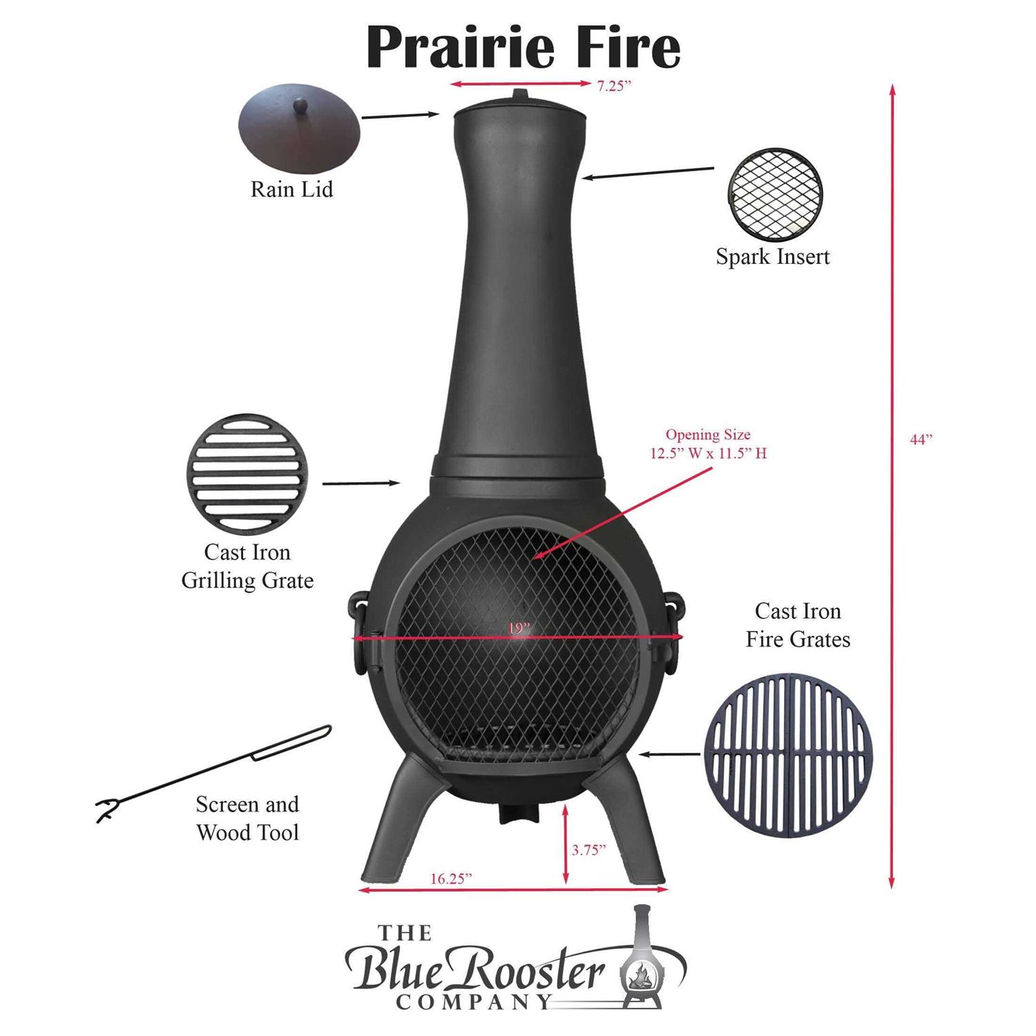 The Blue Rooster Prairie Fire Chiminea Outdoor Fireplace - Image 5