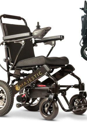 2020 New Folding Ultra Lightweight Electric Power Wheelchair, Silla de Ruedas Electrica, FDA Approved and Air Travel Allowed, Heavy Duty, Mobility Motorized, Portable Power (17.5 Seat Width)