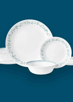 Corelle Country Cottage White and Blue 12 Piece Dinnerware Set
