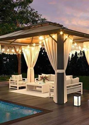 Jolydale Hardtop Gazebo, Double Roof Gazebo, Aluminum Frame Netting and