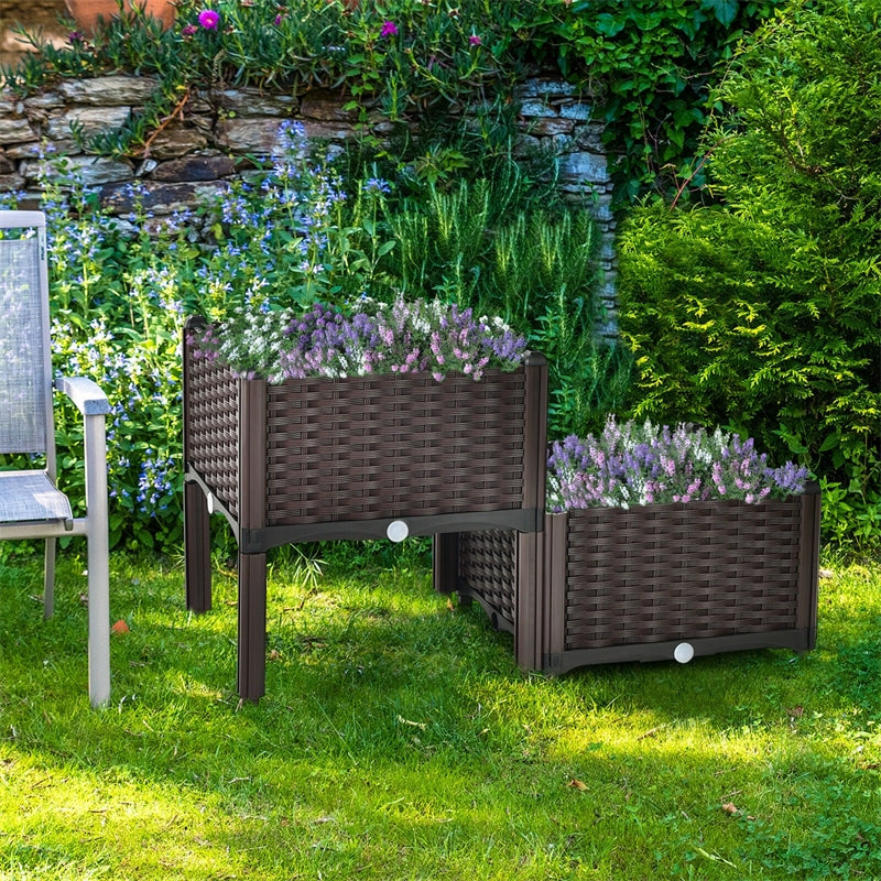 2 Elevated Planter Boxes Outdoor Raised Garden Bed with 8 Legs - Image 2